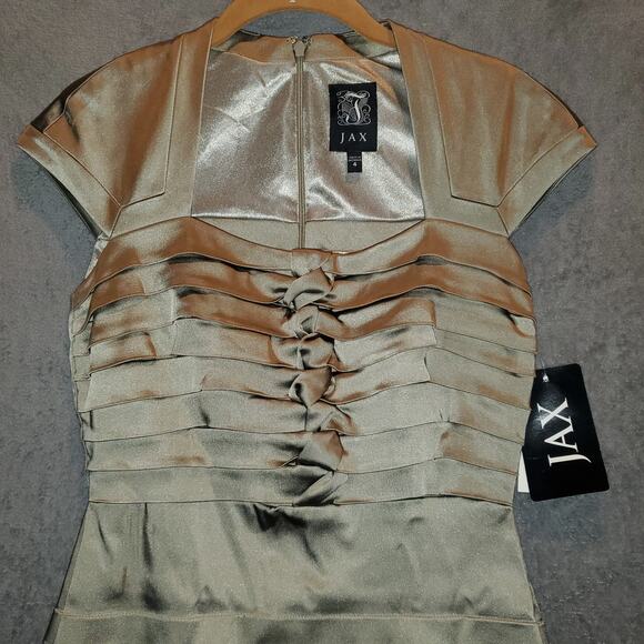 JAX Dress Size 4 NWT Gold Bandage Style Cap Sleeve Cocktail Party Sheath - Picture 3 of 8